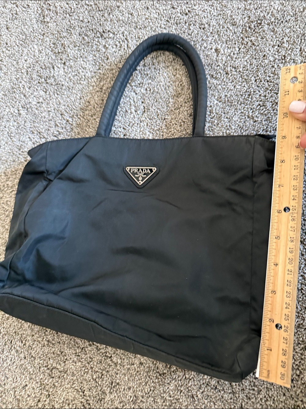 Prada Black Nylon Tote with Triangle Logo - Picture 11 of 13